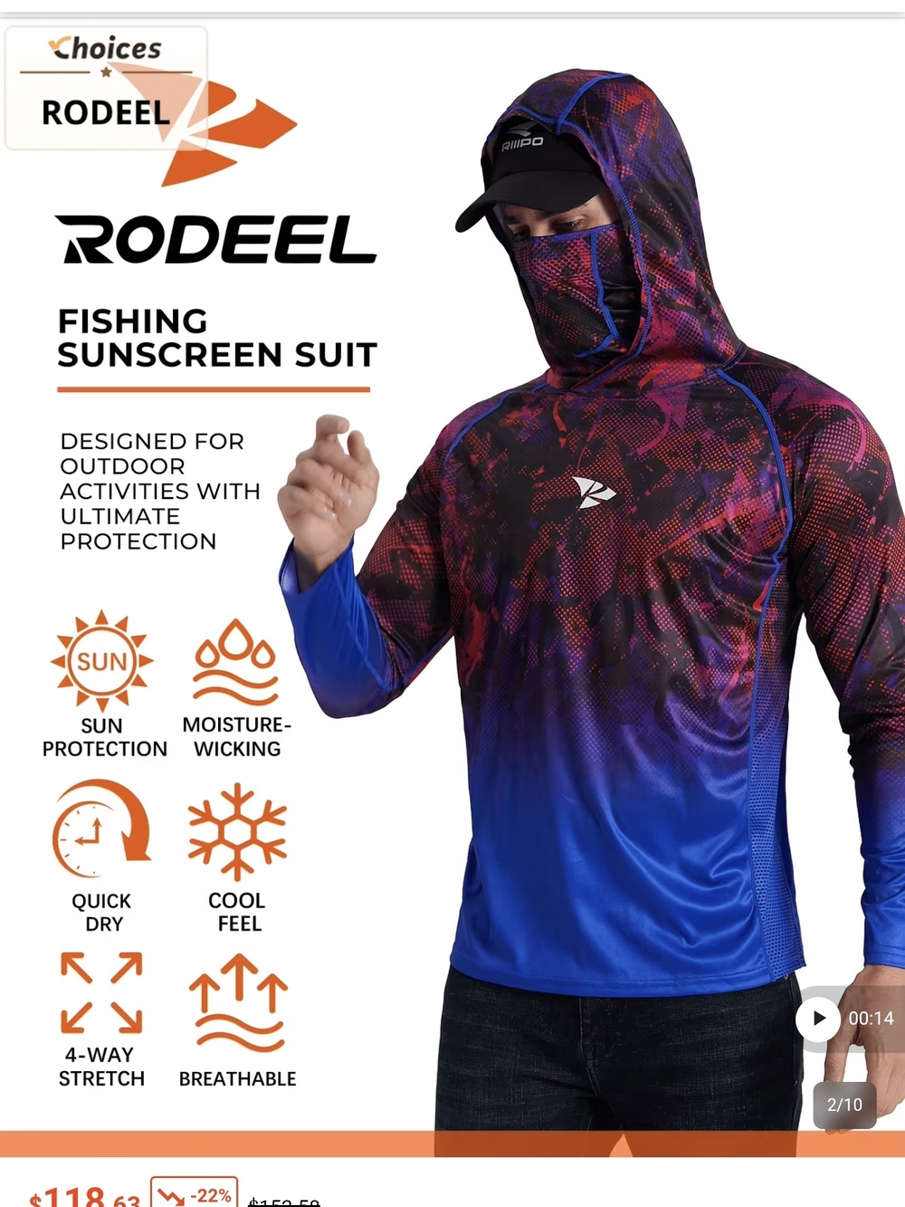 Men’s Long Sleeve Performance Shirt with Mask Neck Gaiter Hoodie